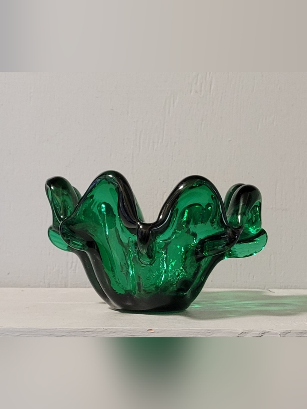 Vintage Green Glass Votive Holder